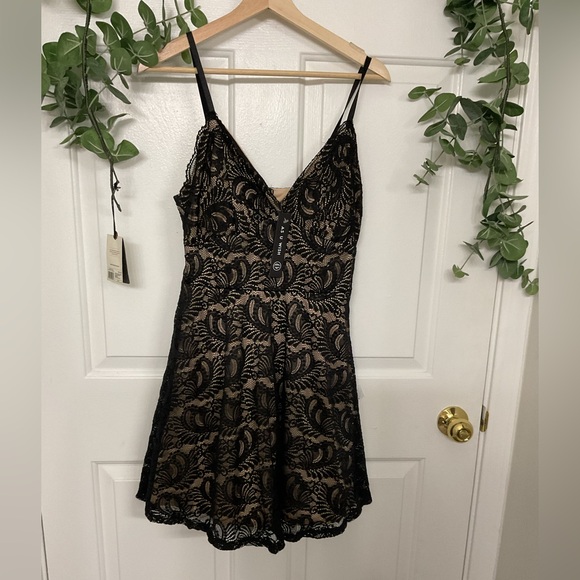 As U Wish Black and Gold Lace Mini Dress - Picture 2 of 8